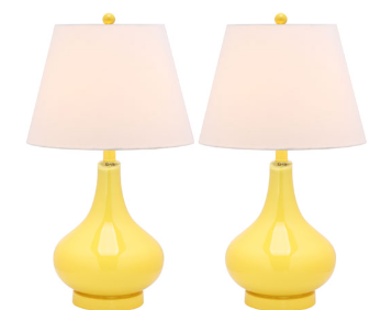 Amy Gourd Lamp — Yellow (Set of 2) — Table Lamps