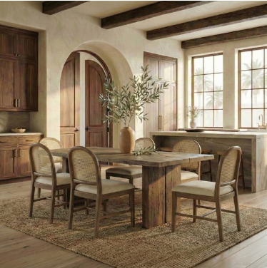 Laylie & Leather Chair — Medium Oak (Set of 2) — Dining Chairs