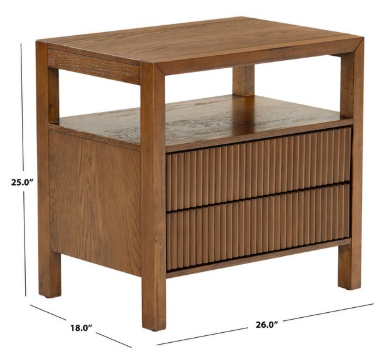 Shelbie 2 Drawer Nightstand — Medium Oak — Nightstands