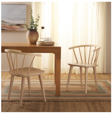 Blanchard 18"H Curved Spindle Side Chair — White Wash (Set of 2) — Dining Chairs