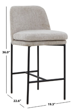 Tamarie Chenille Counter Stool — Light Grey — Barstools