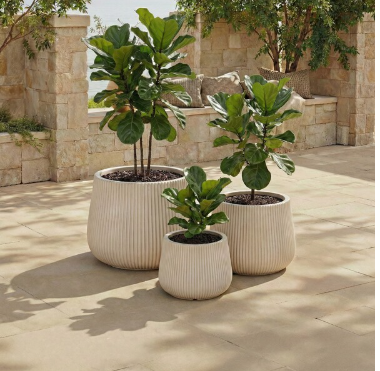 Sara Planter Pot Set Of 3 — Beige (Set of 3) — Planters