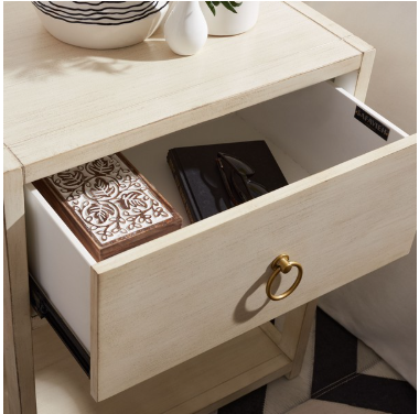 Sadie 1 Drawer 1 Shelf Nightstand — Antique White — Nightstands