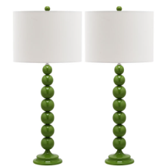 Jenna 31.5-Inch H Stacked Ball Lamp — Green (Set of 2) — Table Lamps