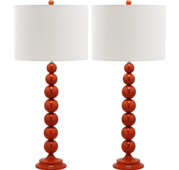 Jenna 31.5-Inch H Stacked Ball Lamp — Blood Orange (Set of 2) — Table Lamps