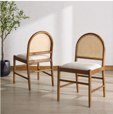 Laylie & Leather Chair — Medium Oak (Set of 2) — Dining Chairs