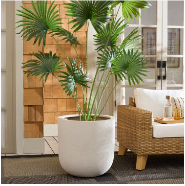Ethan Low Wide Planter Pot — Beige — Planters