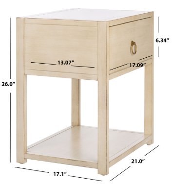 Sadie 1 Drawer 1 Shelf Nightstand — Antique White — Nightstands