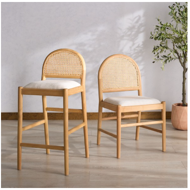 Laylie & Leather Chair — Natural (Set of 2) — Dining Chairs