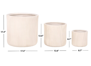 Carolina Planter Pot Set Of 3 — Beige (Set of 3) — Planters