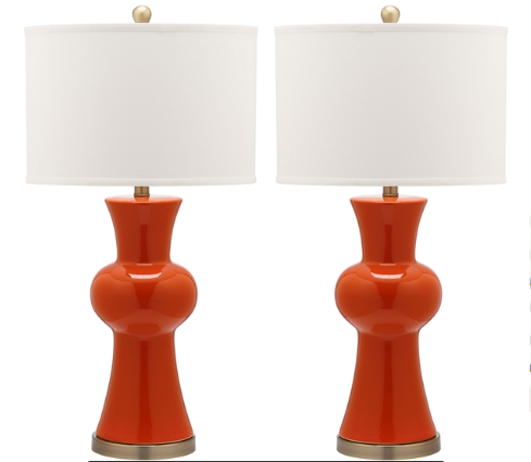 Lola Column Lamp — Orange (Set of 2) — Table Lamps