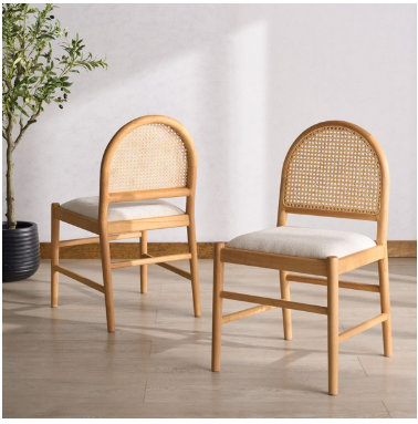 Laylie & Leather Chair — Natural (Set of 2) — Dining Chairs