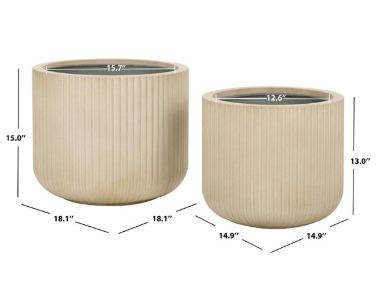 Lucca Planter Pot Set2 — Beige (Set of 2) — Planters