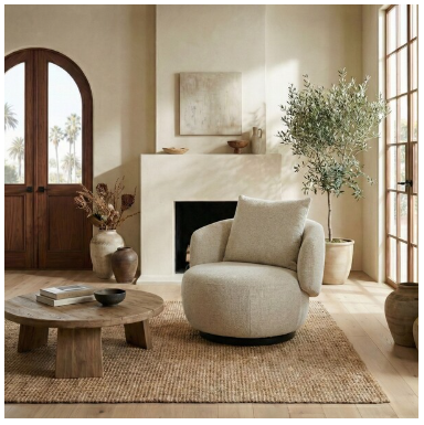 Hannalisa Swivel Chair — Taupe — Accent Chairs