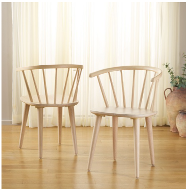 Blanchard 18"H Curved Spindle Side Chair — White Wash (Set of 2) — Dining Chairs