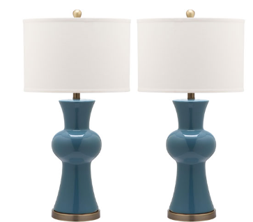 Lola Column Lamp — Blue (Set of 2) — Table Lamps