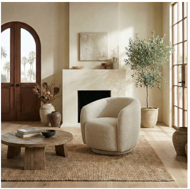 Florentina Swivel Chair — Taupe — Accent Chairs