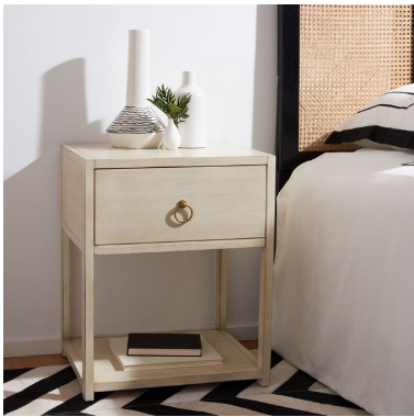 Sadie 1 Drawer 1 Shelf Nightstand — Antique White — Nightstands