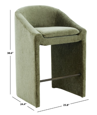 Kagan Chenille Barstool — Olive Green — Barstools