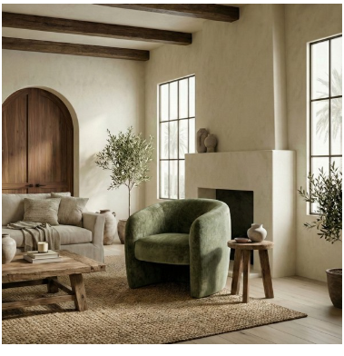 Everly Barrel Back Accent Chair — Olive Green — Accent Chairs