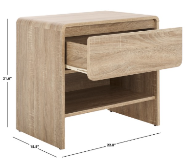 Arsenio 1 Drawer Nightstand — Light Cream — Nightstands