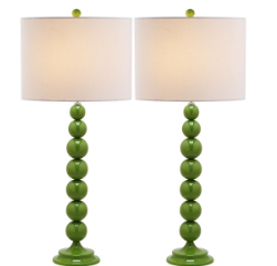 Jenna 31.5-Inch H Stacked Ball Lamp — Green (Set of 2) — Table Lamps