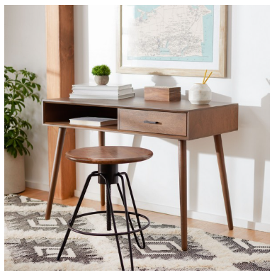 Remy 1 Drawer Writing Desk — Brown — Desks