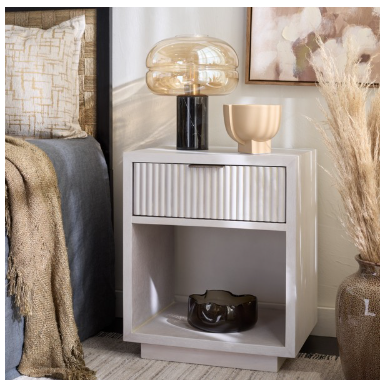 Sota 1 Shelf 1 Drawer Nightstand — White Wash — Nightstands