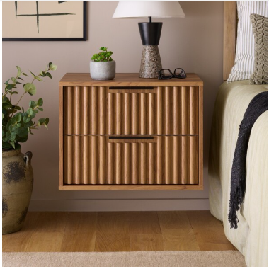 Lylia 2 Drawer Floating Nightstand — Oak — Nightstands