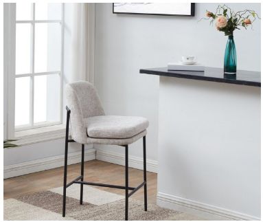 Tamarie Chenille Counter Stool — Light Grey — Barstools