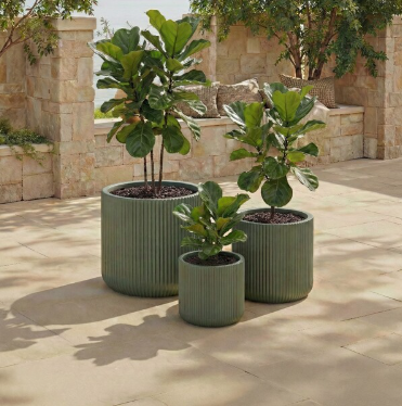 Carolina Planter Pot Set Of 3 — Green (Set of 3) — Planters