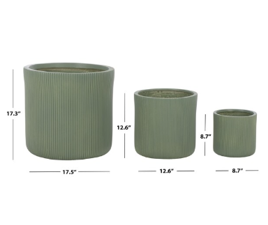 Carolina Planter Pot Set Of 3 — Green (Set of 3) — Planters