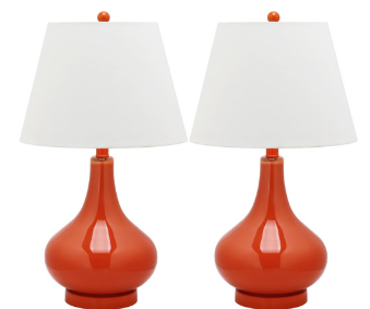 Amy Gourd Lamp — Blood Orange (Set of 2) — Table Lamps