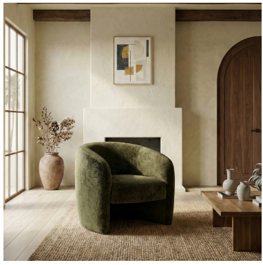 Everly Barrel Back Accent Chair — Dark Brown — Accent Chairs