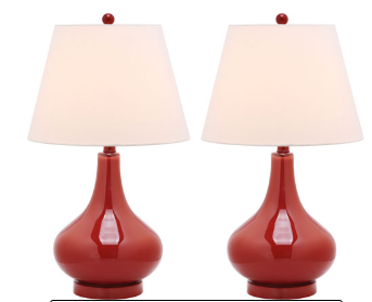 Amy Gourd Lamp — Chinese Red (Set of 2) — Table Lamps