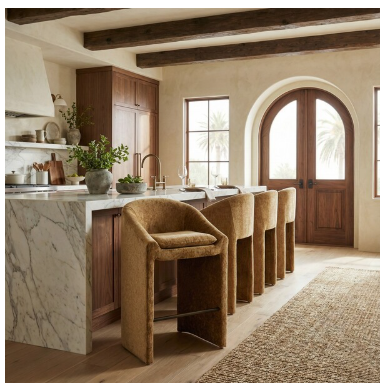 Kagan Chenille Barstool — Amber — Barstools
