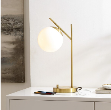 Suna Table Lamp w/ USB Port — Brass — Table Lamps