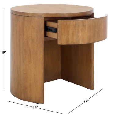 Daiya Round 1 Drawer Wood Nightstand — Natural — Nightstands