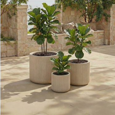 Carolina Planter Pot Set Of 3 — Beige (Set of 3) — Planters