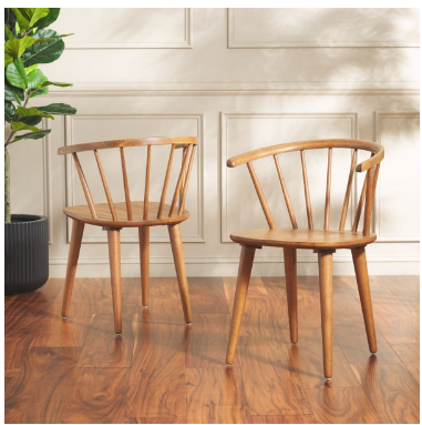 Blanchard 18"H Curved Spindle Side Chair — Honey (Set of 2) — Dining Chairs