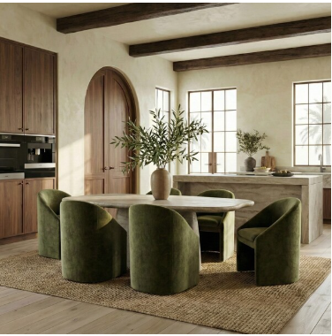 Kagan Chenille Dining Chair — Olive Green — Dining Chairs