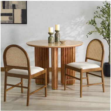 Laylie & Leather Chair — Medium Oak (Set of 2) — Dining Chairs