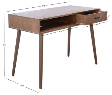 Remy 1 Drawer Writing Desk — Brown — Desks