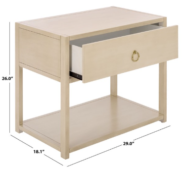 Large Sadie 1 Drawer 1 Shelf Nightstand — Antique White — Nightstands