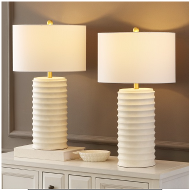 Melina Resin Table Lamp Set of 2 — White Shade (Set of 2) — Table Lamps