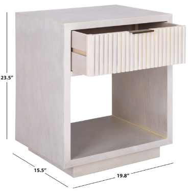 Sota 1 Shelf 1 Drawer Nightstand — White Wash — Nightstands