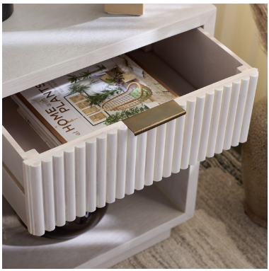 Sota 1 Shelf 1 Drawer Nightstand — White Wash — Nightstands