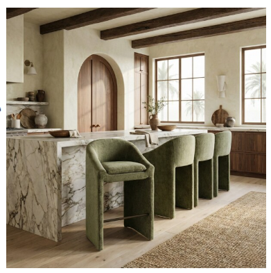 Kagan Chenille Barstool — Olive Green — Barstools
