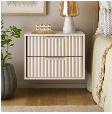 Lylia 2 Drawer Floating Nightstand — Bleached White — Nightstands