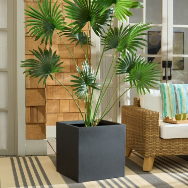 Marcy Low Wide Planter — Black — Planters